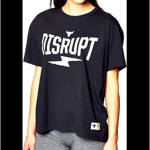 Women's T-Shirt Cotton/Polyester Short Sleeve UA Project Rock Disrupt SS Black